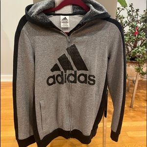 Adidas Kids Zip Up Grey Hoodie Size L 14/16